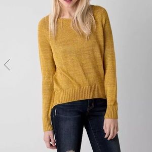 Amuse society comfortable long sleeve sweater gold with open diamond shape back